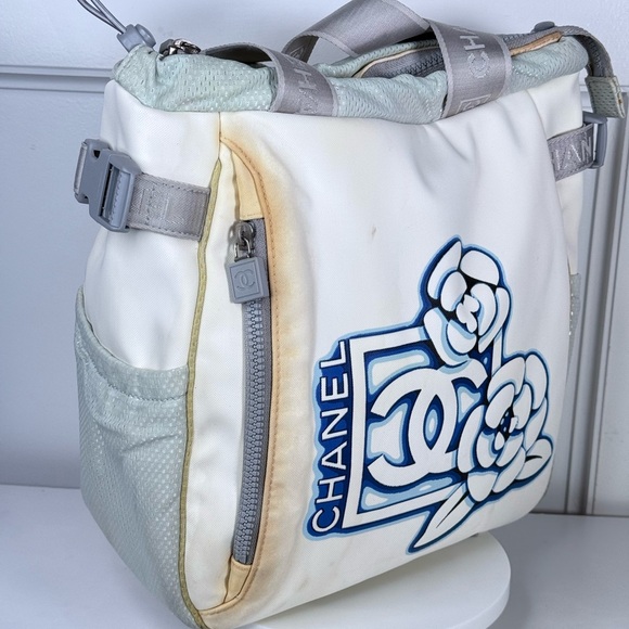 Authentic Chanel Sports Line Camellia Shoulder Tote Bag - Picture 9 of 12